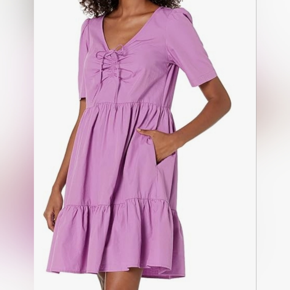 Levi's Women's 3/4 Sleeve A-Line Midi Pink Dress Size Medium